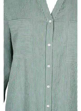 Gestreepte blouse jurk in katoen, Green Stripe, Packshot image number 2