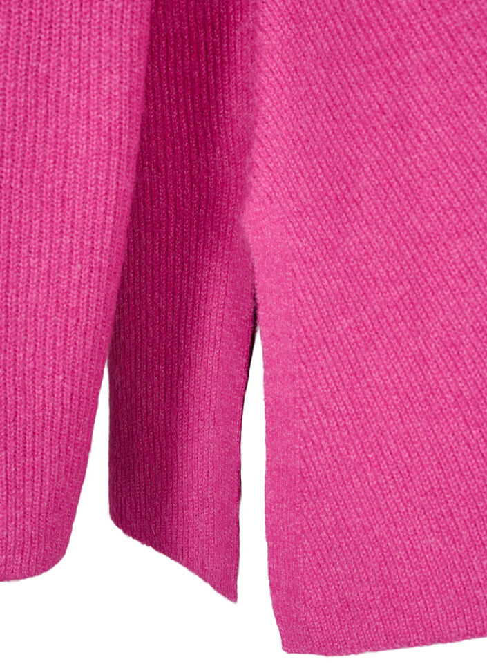 Gemêleerde pullover met zijsplit, R. Rose/White Mel., Packshot image number 3