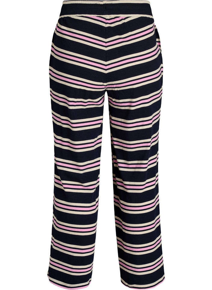 Gestreepte pyjamabroek met wijde pijpen, Blauw, Packshot image number 1