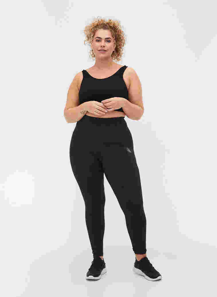 Cropped sportlegging met tummy-tuck effect, Black, Model image number 0