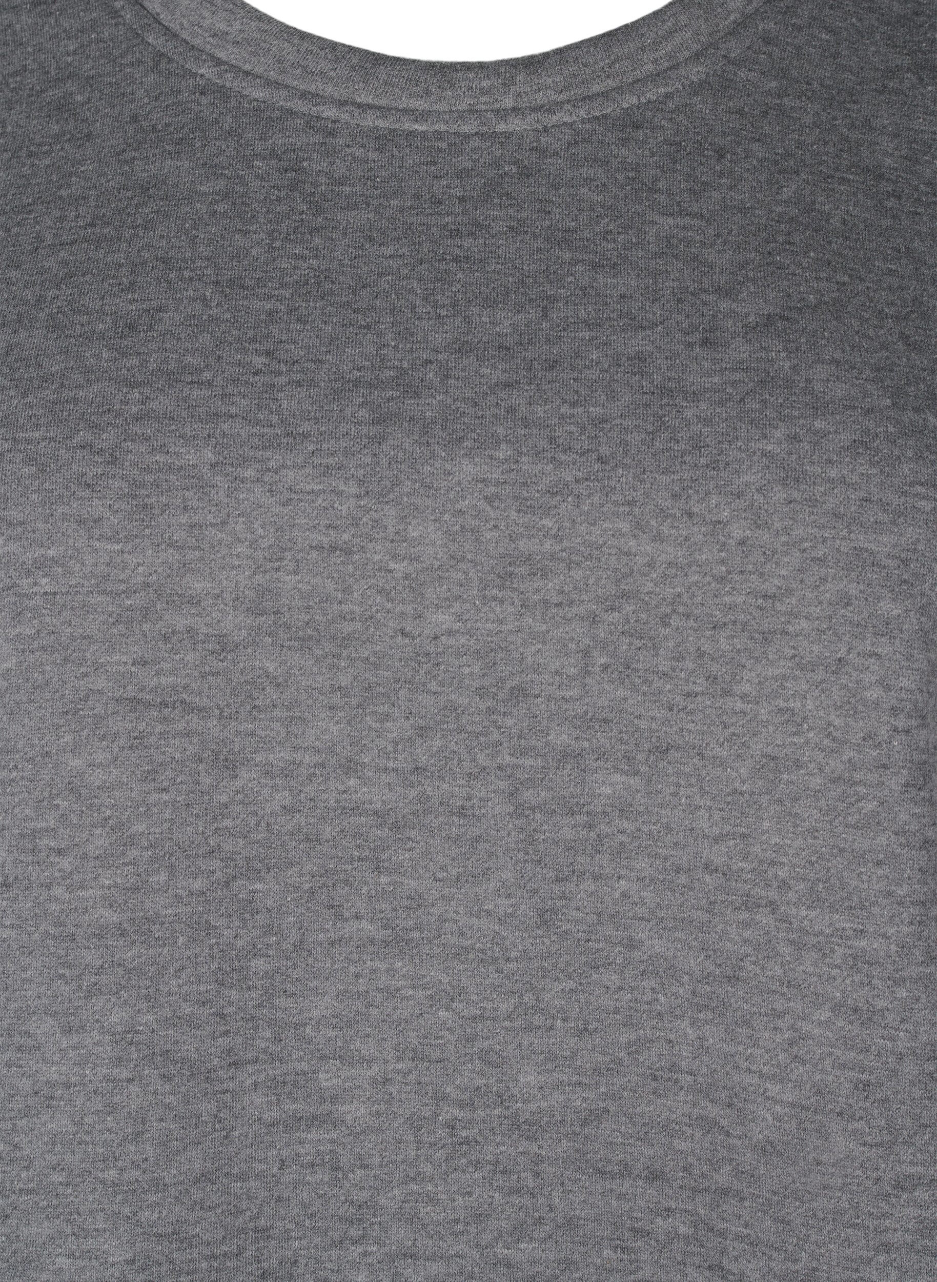 Zizzi Sweatshirt met contrasterende stiksels, Medium Grey M&eacute;l, Packshot image number 2