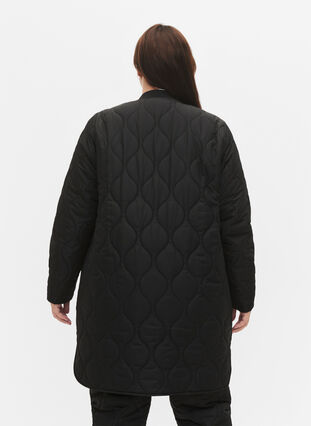Lange gevoerde jas met zakken en rits, Black, Model image number 1