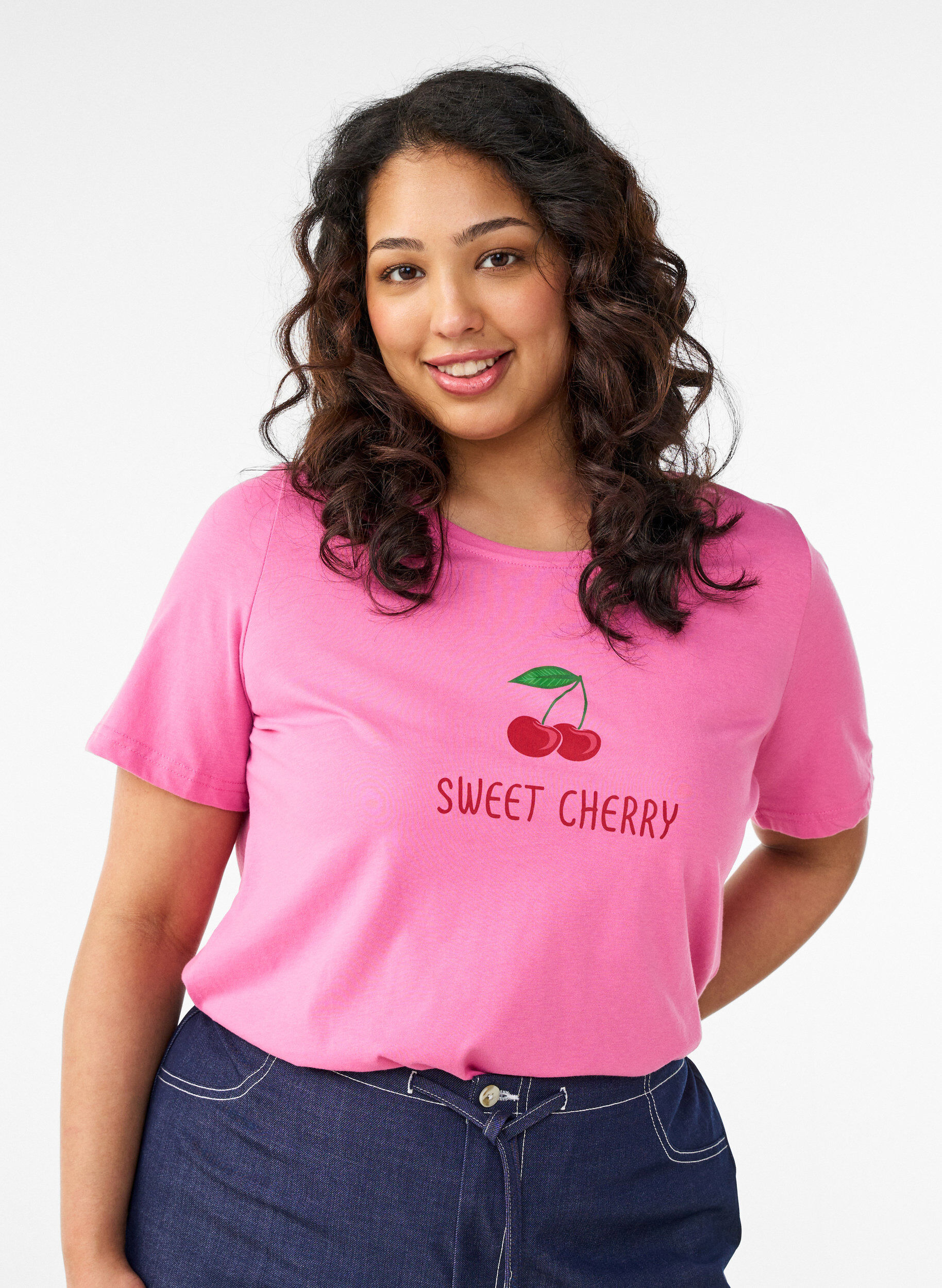 ZizziT-shirt met print, Roze, Model image number 0