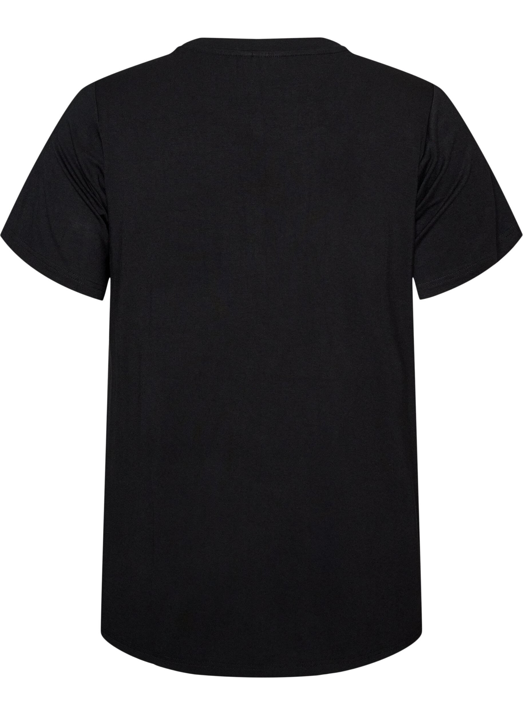 ZizziViscose T-shirt met strassteentjes, Zwart, Packshot image number 1