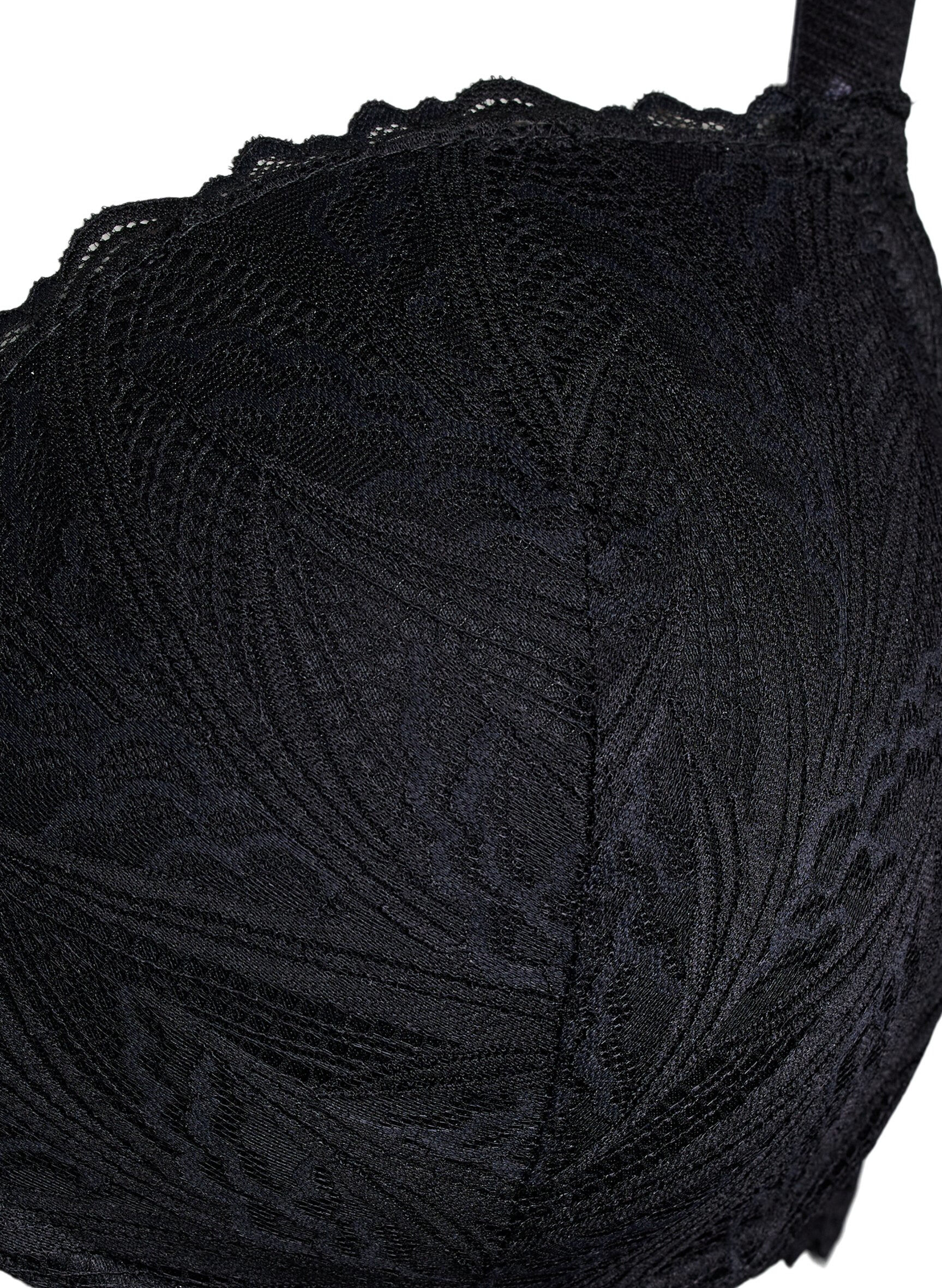 Zizzi Voorgevormde kanten beha met beugel, Zwart, Packshot image number 2