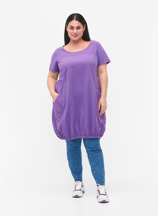 Katoenen jurk met korte mouwen, Deep Lavender, Model image number 2
