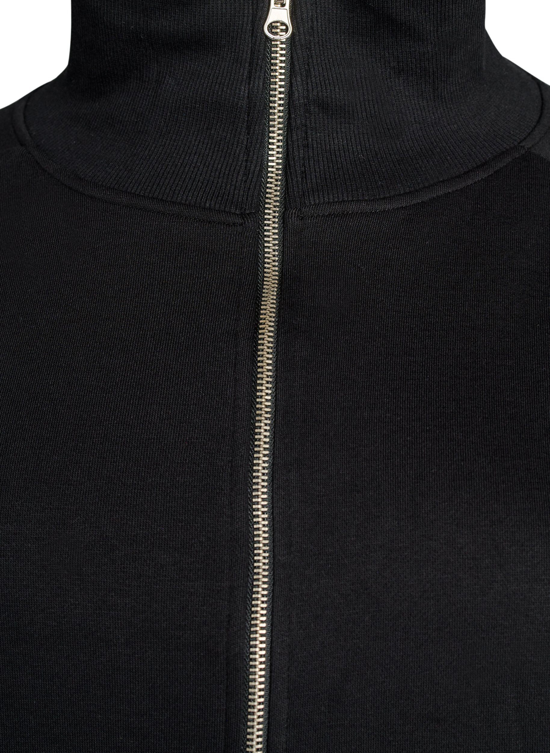 ZizziSweatvest met hoge kraag en rits, Zwart, Packshot image number 2