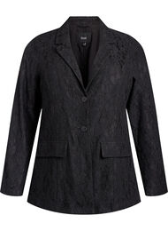Kanten blazer met knoopsluiting, Zwart