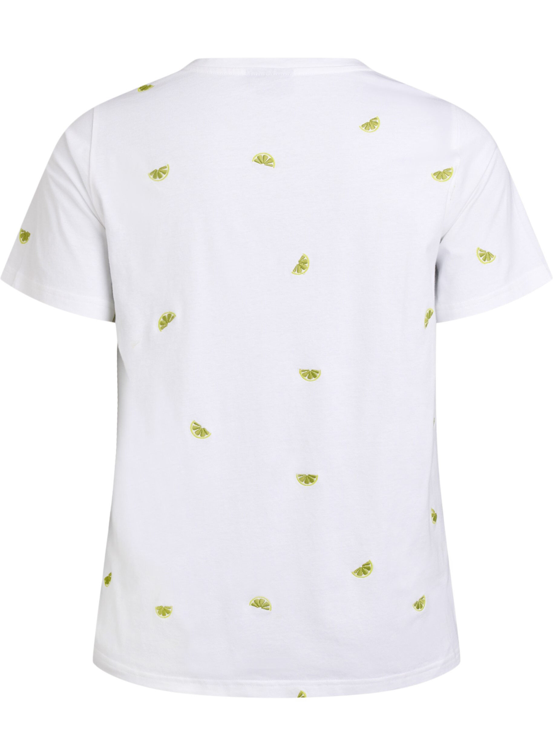 Zizzi T-shirt in biologisch katoen met geborduurde motieven, Wit, Packshot image number 1