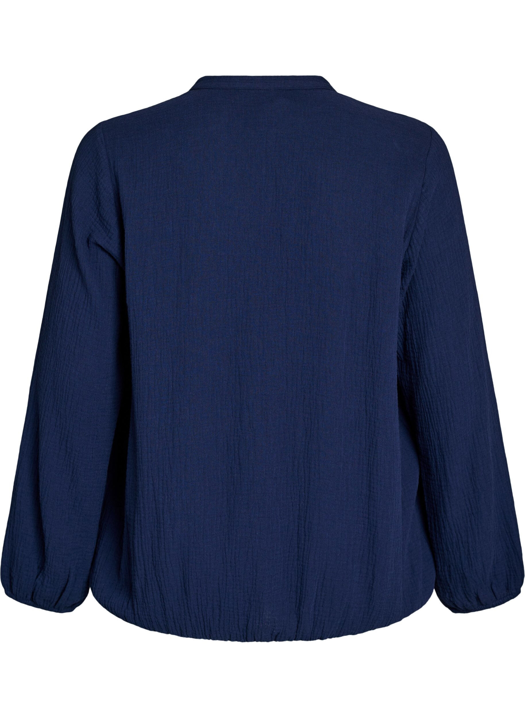 Zizzi Katoenen mousseline blouse met geborduurde details, Blauw, Packshot image number 1