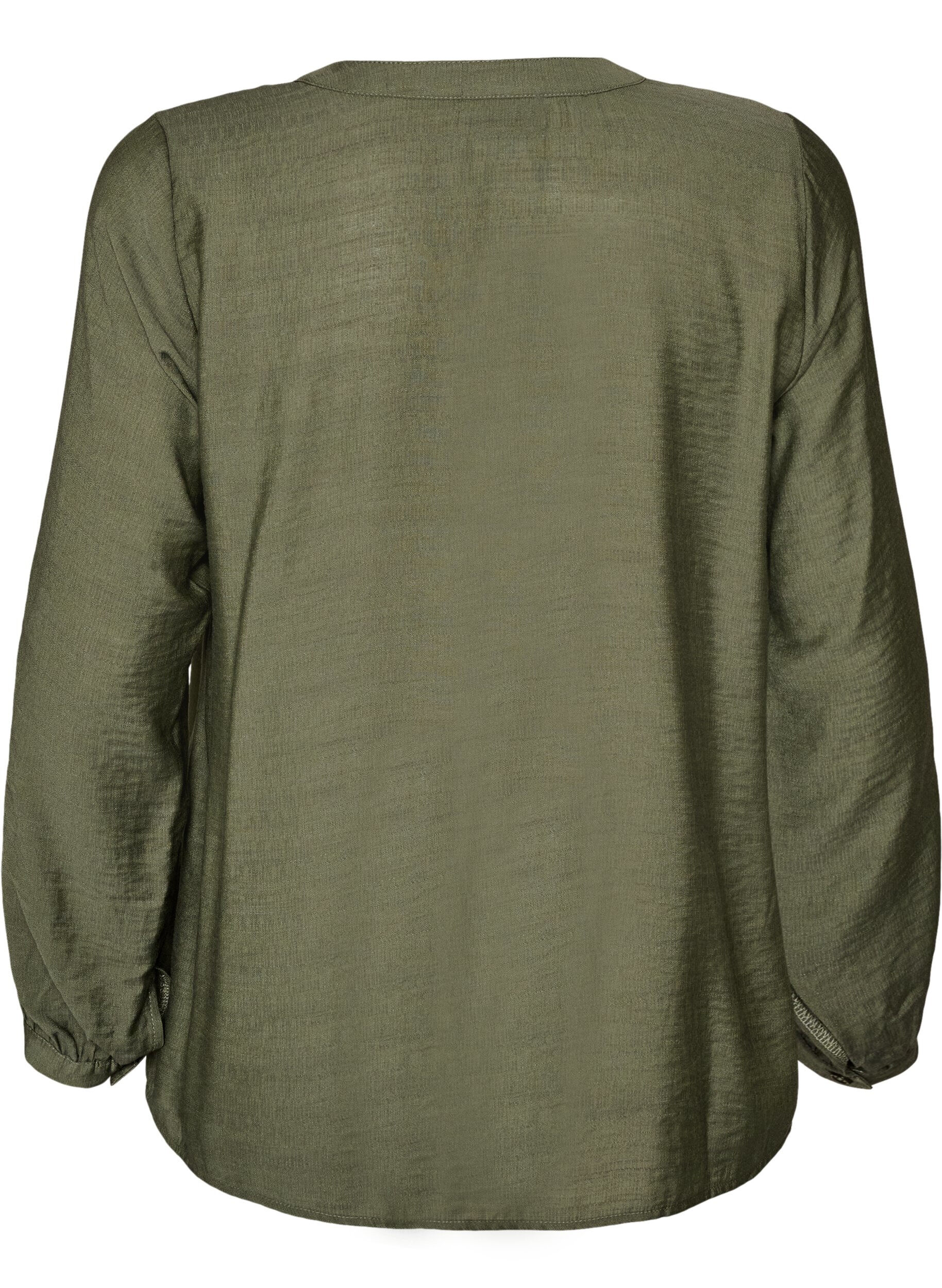 ZizziViscose shirt met geborduurde mouwen, Groen, Packshot image number 1