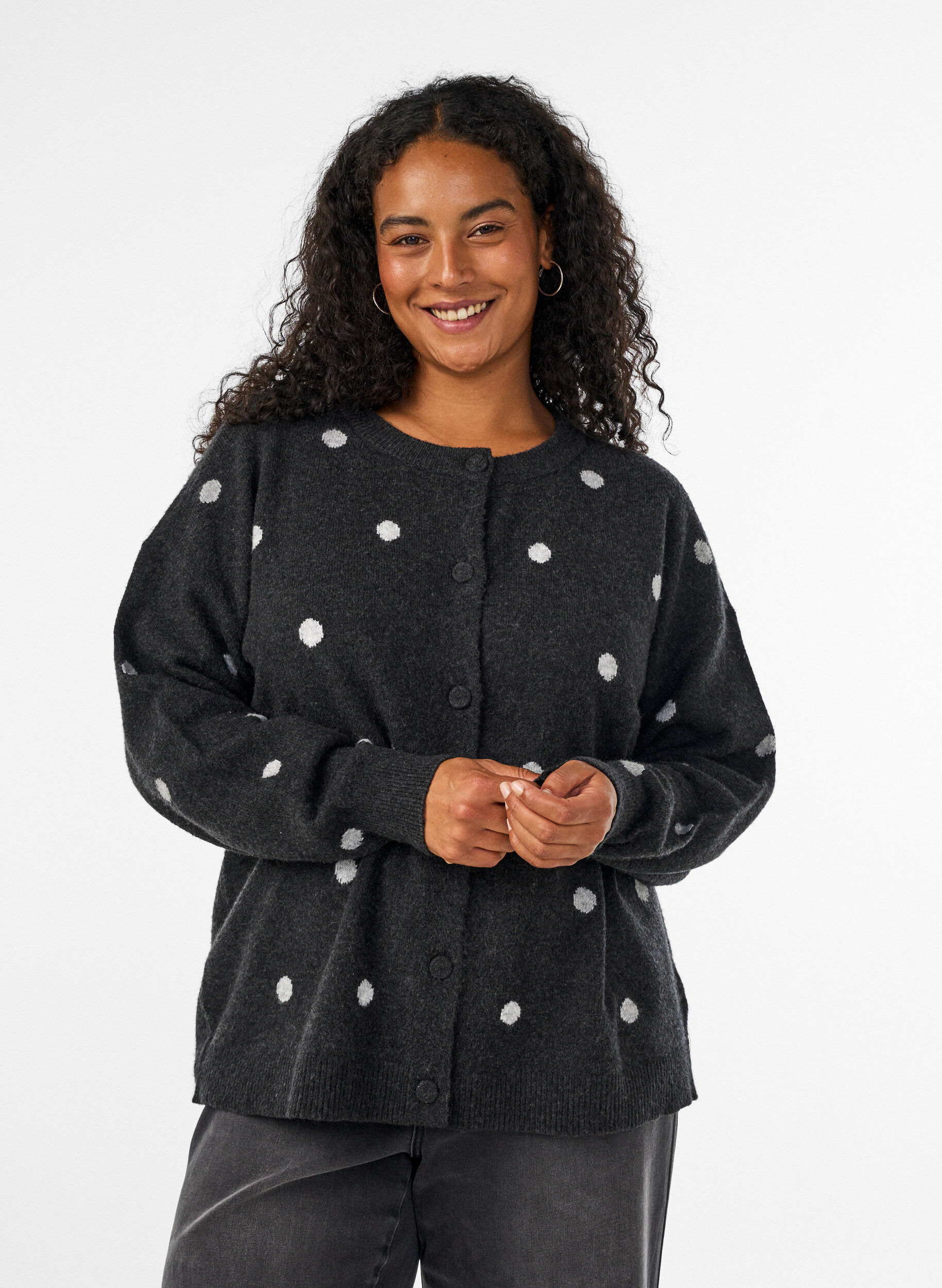 ZizziVest met stippenpatroon, Grijs, Model image number 0