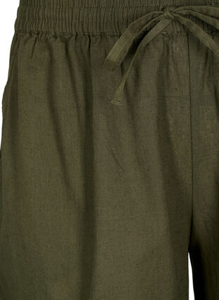Losse korte broek van katoenmix met linnen, Forest Night, Packshot image number 2