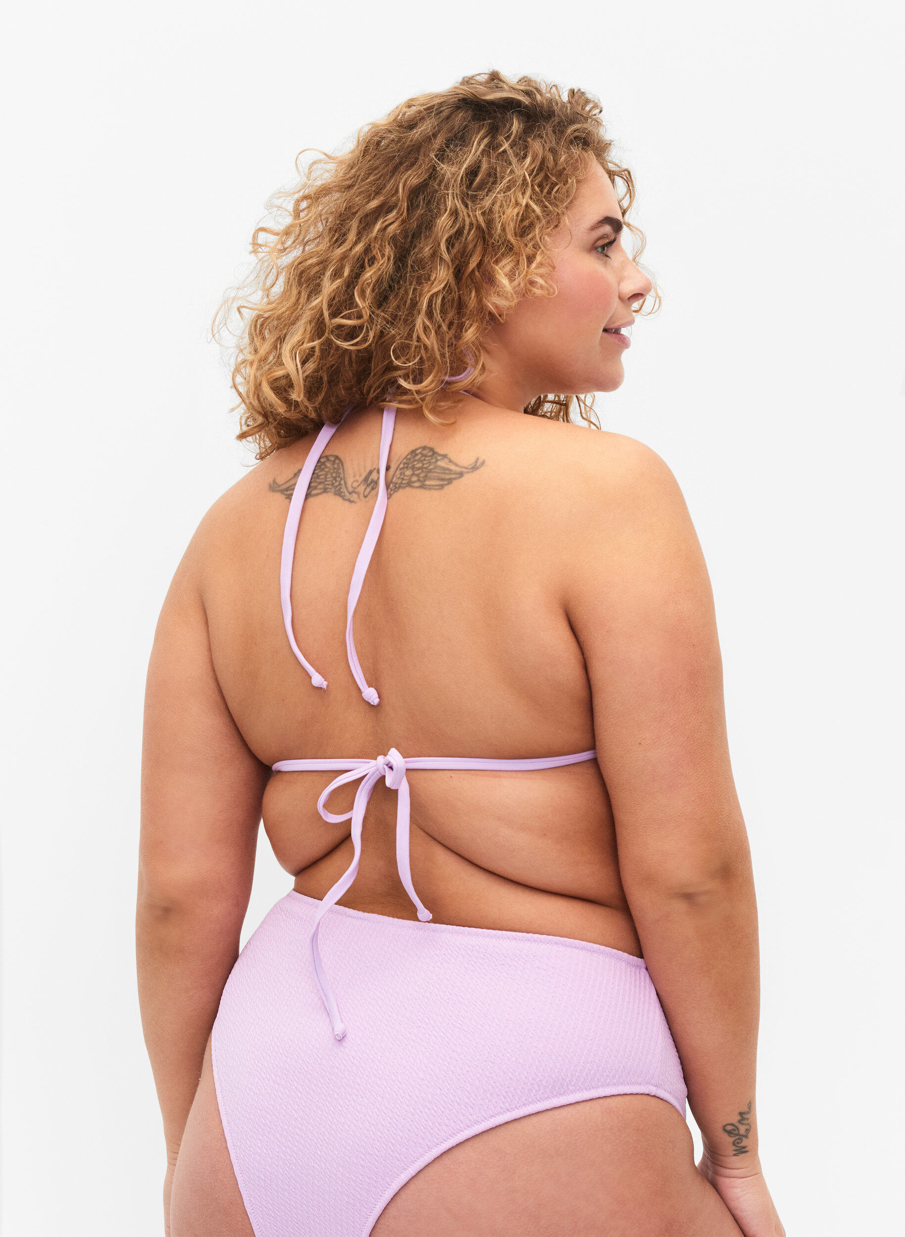 Zizzi Driehoeksbh met cr&ecirc;pestructuur, Paars, Model image number 1