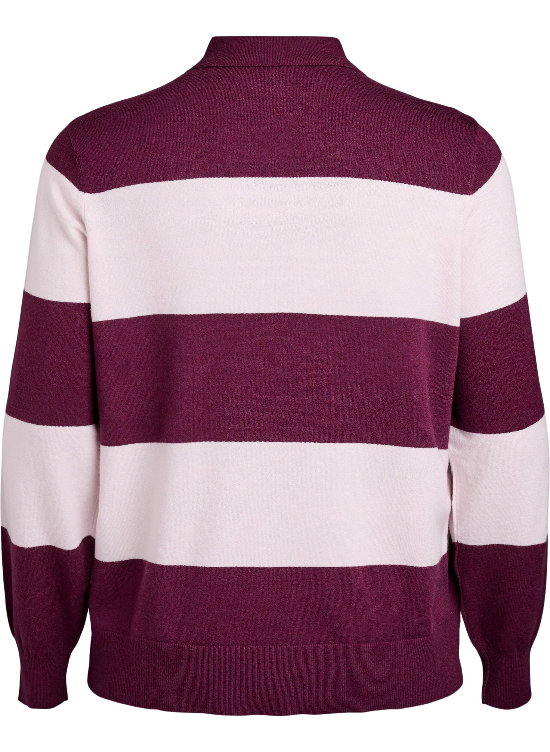 Zizzi Strik blouse met kraag, Rood, Packshot image number 1