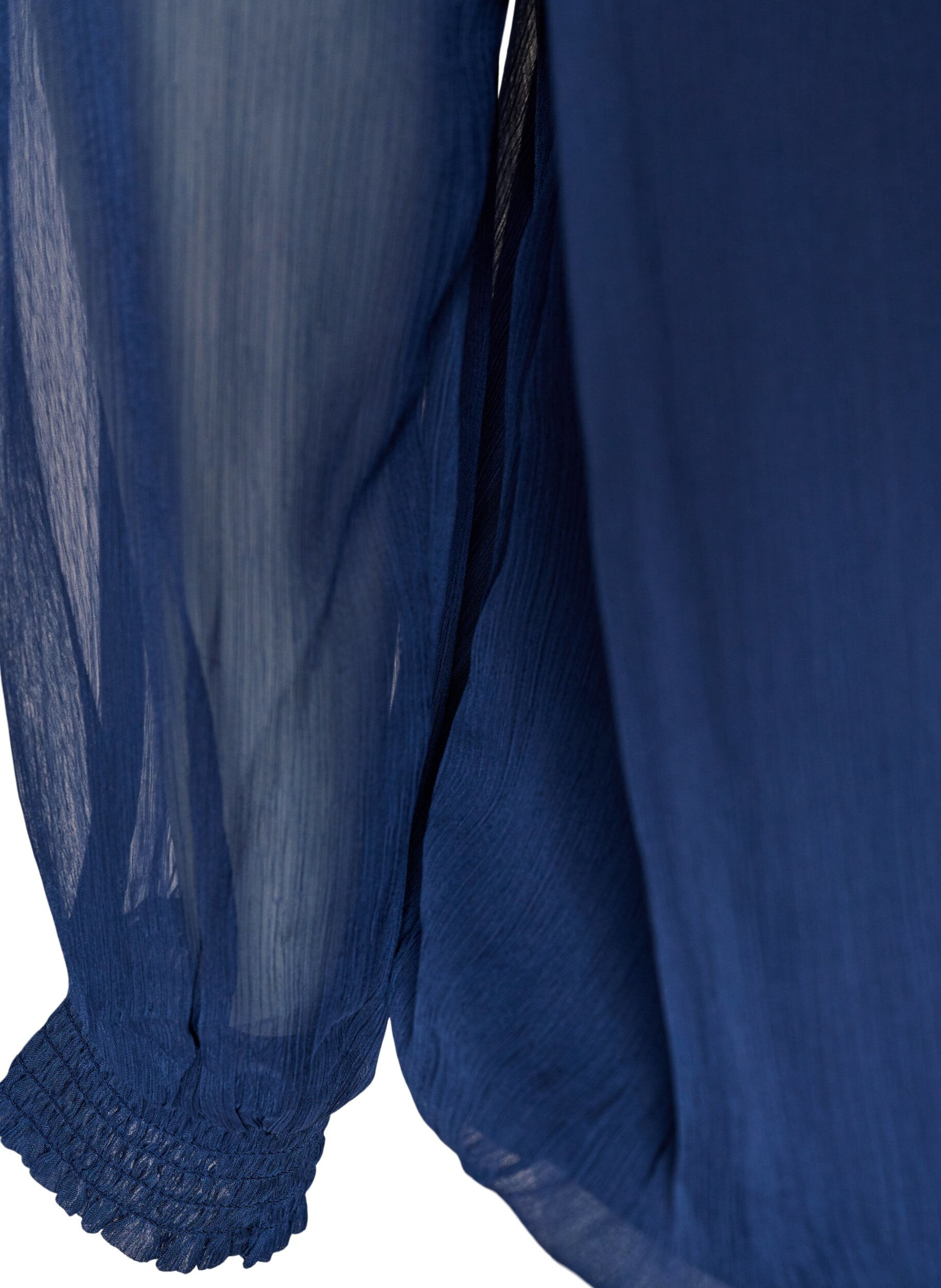 ZizziChiffonblouse met doorschijnende mouwen, Blauw, Packshot image number 3