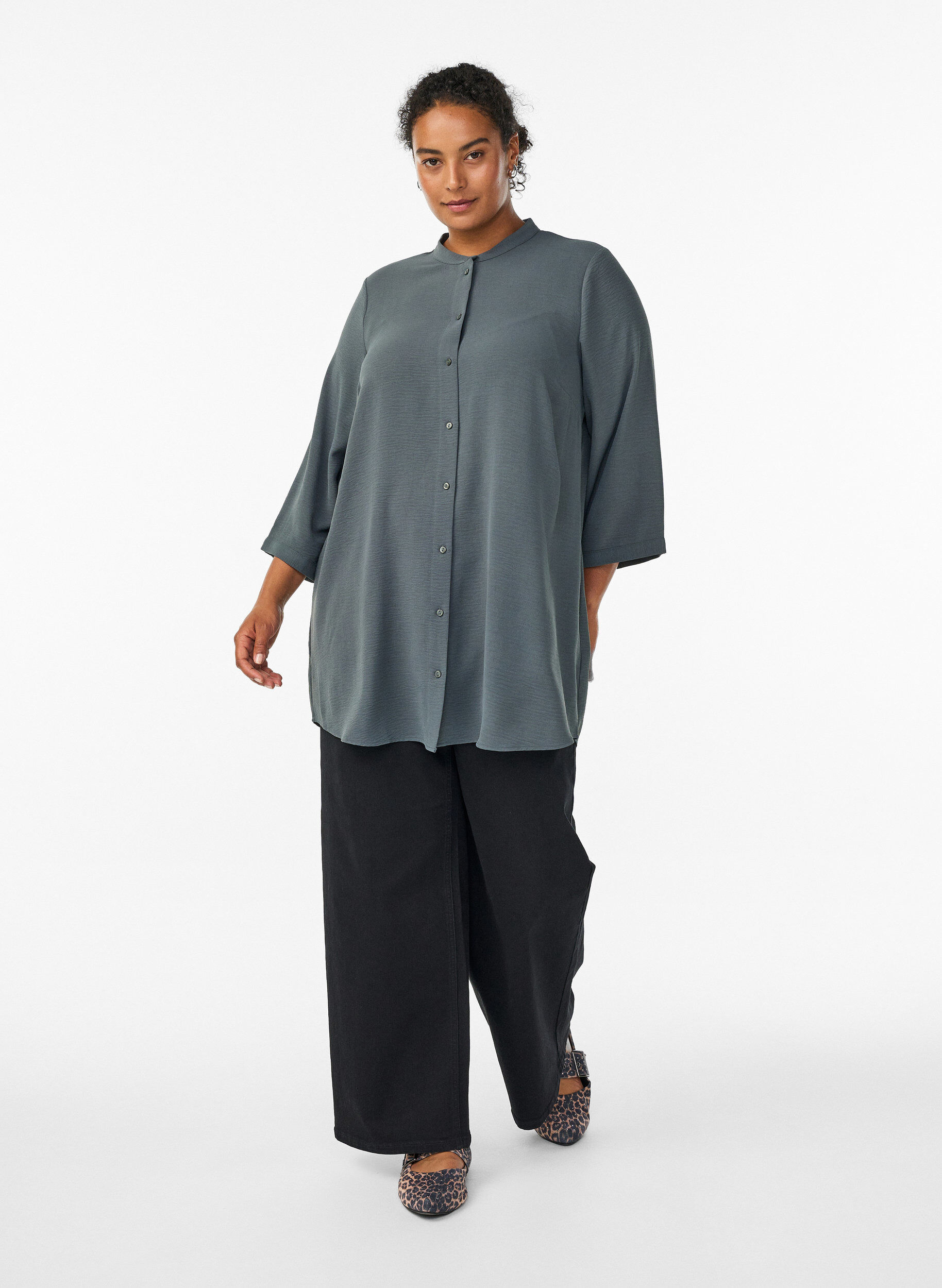 Zizzi Tuniek met 3/4 mouwen, Groen, Model image number 1