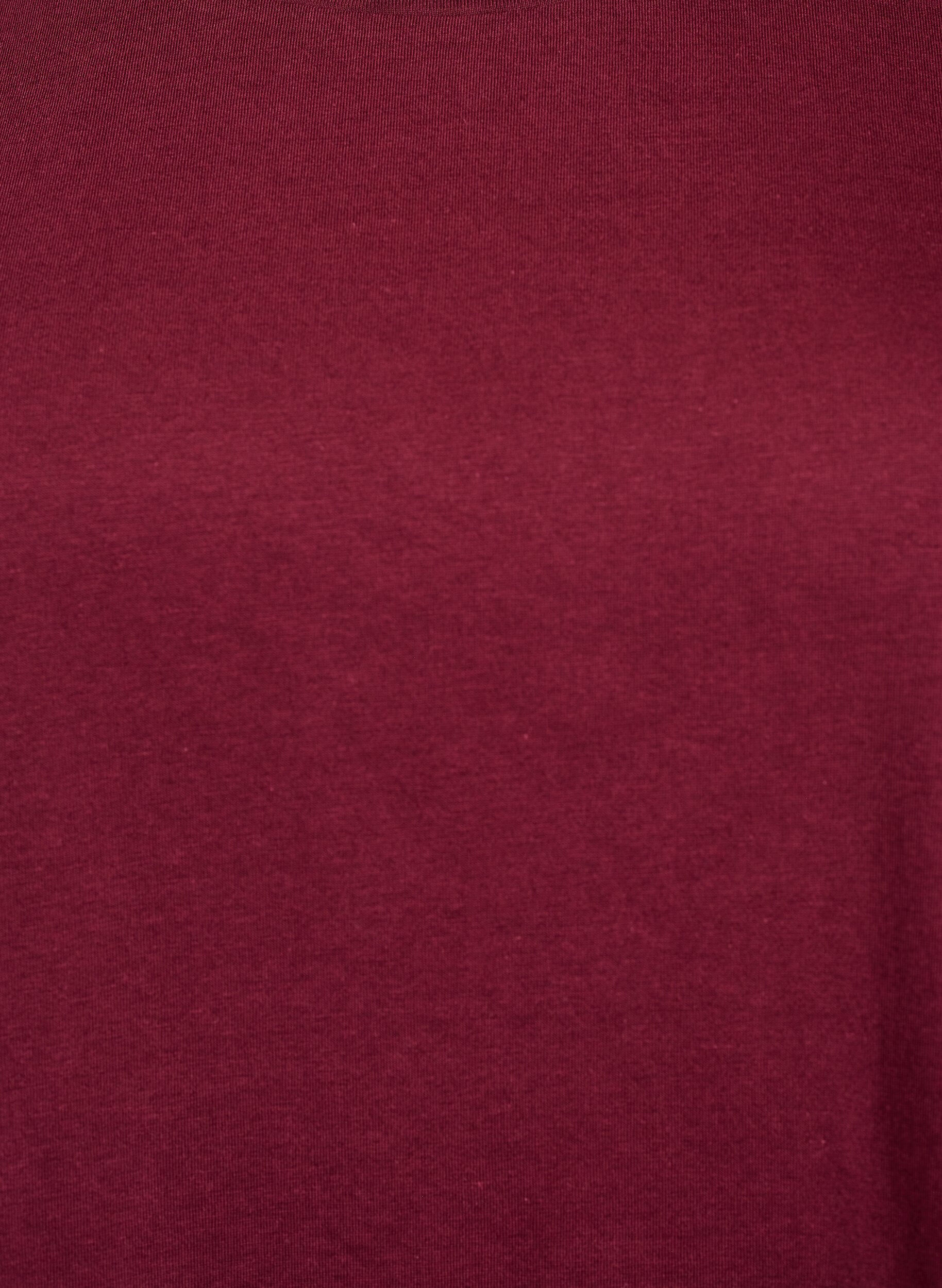 Zizzi T-shirt met korte mouwen van katoenmix, Donker Bordeaux, Packshot image number 2