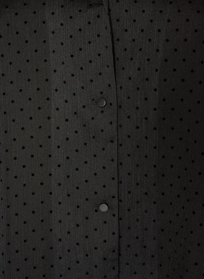 Polkadot blouse met revers, Zwart, Packshot