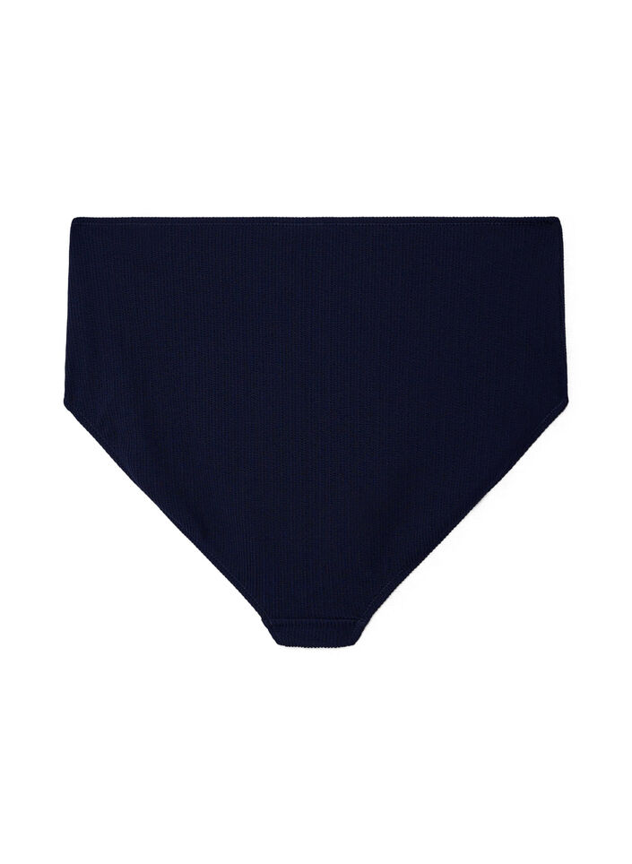 Bikinibroekje met hoge taille en textuur, Blauw, Packshot image number 1