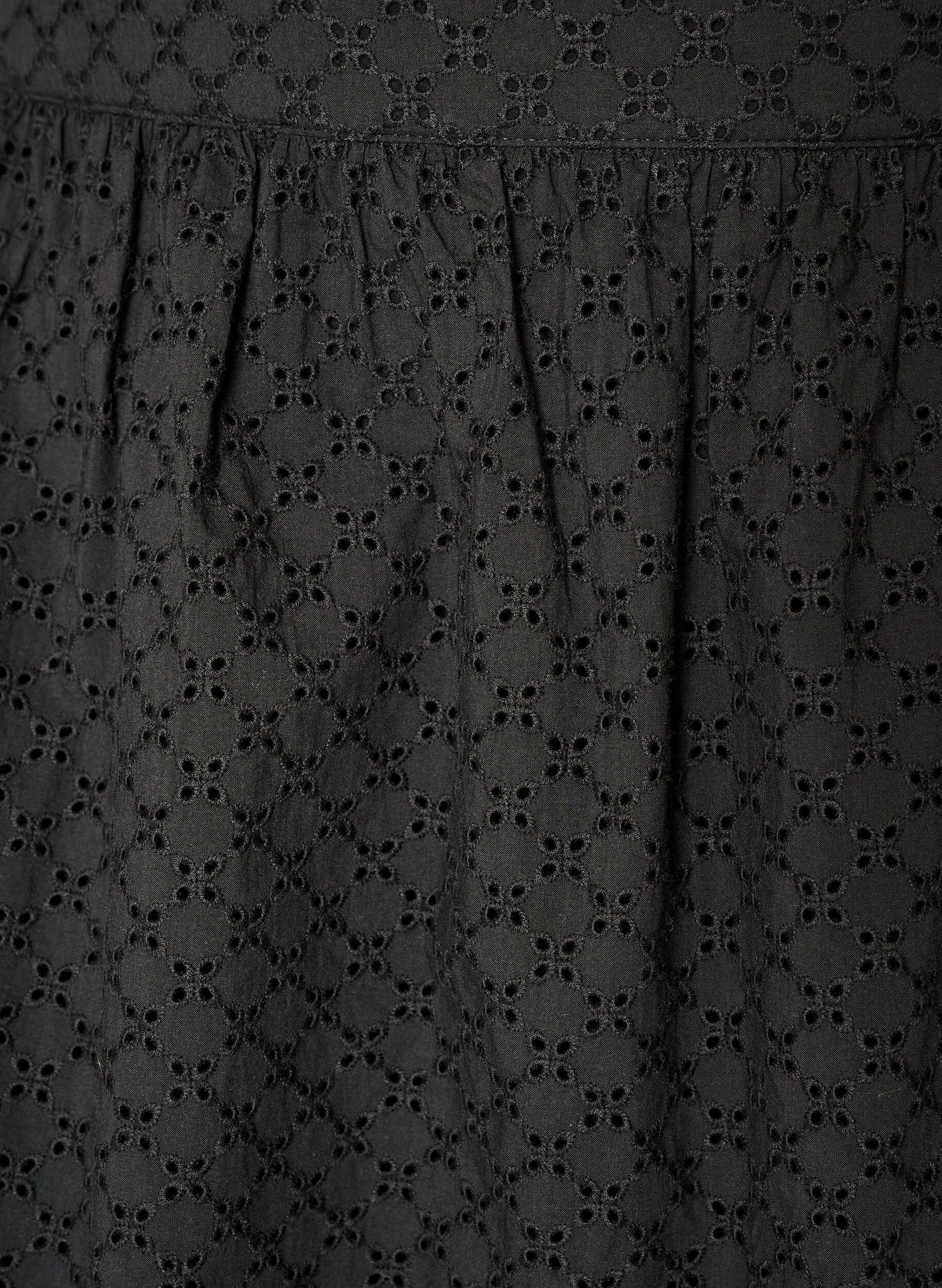 ZizziKorte rok met broderie anglaise en elastische tailleband, Zwart, Packshot image number 2