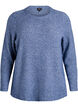 Gem&ecirc;leerde gebreide blouse met ronde hals, Blauw, Packshot image number 0