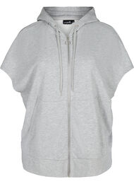Sweatshirt met korte mouwen en ritssluiting, Light Grey Melange