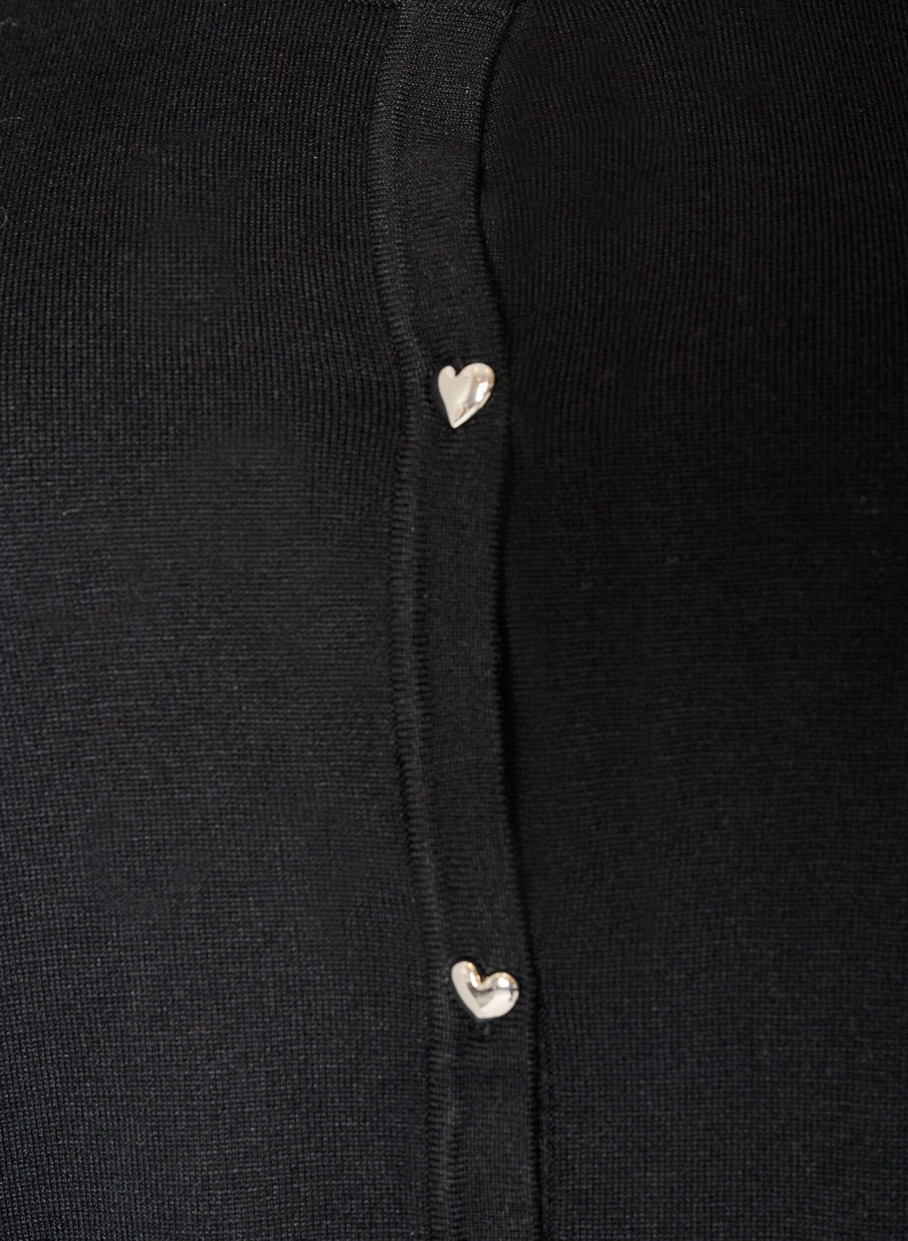 ZizziGebreid vest met hartvormige knopen en korte mouwen, Zwart, Packshot image number 2