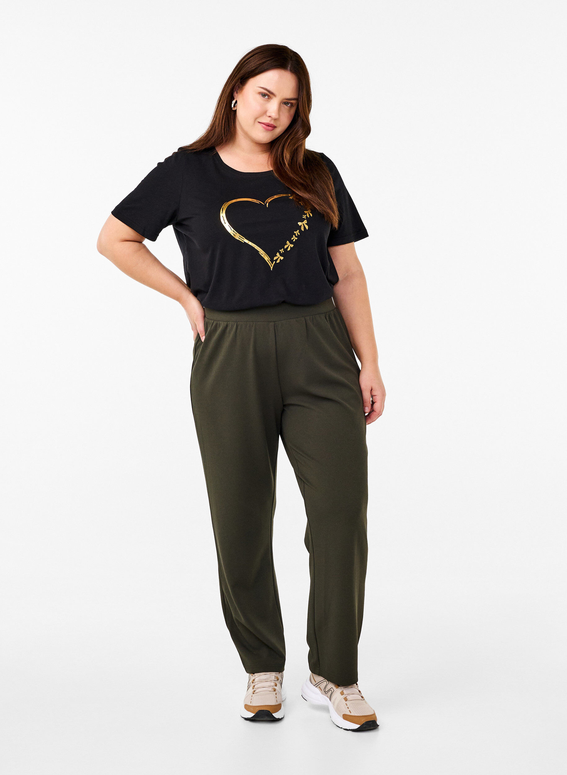 Zizzi FLASH - T-shirt met motief, Zwart, Model image number 1