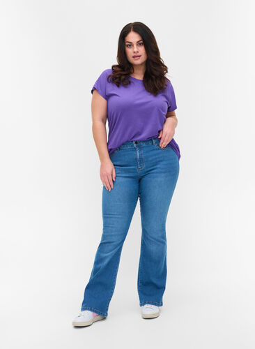 Ellen bootcut jeans met hoge taille, Light blue, Model image number 0