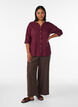 Wijde linnen en viscose broek, Bruin, Model image number 0