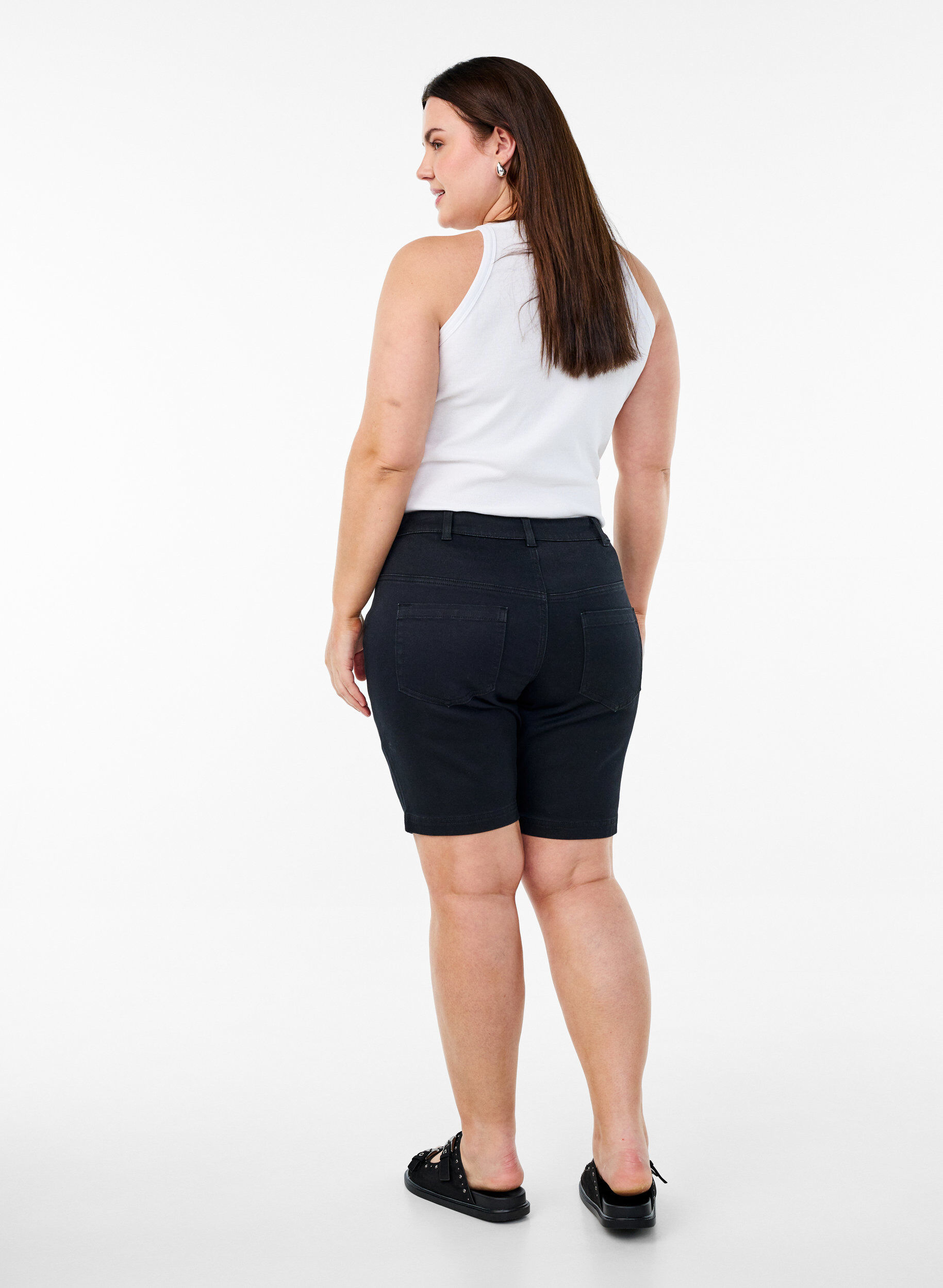 ZizziKorte broek Emily, slim fit met normale taille, Zwart, Model image number 2