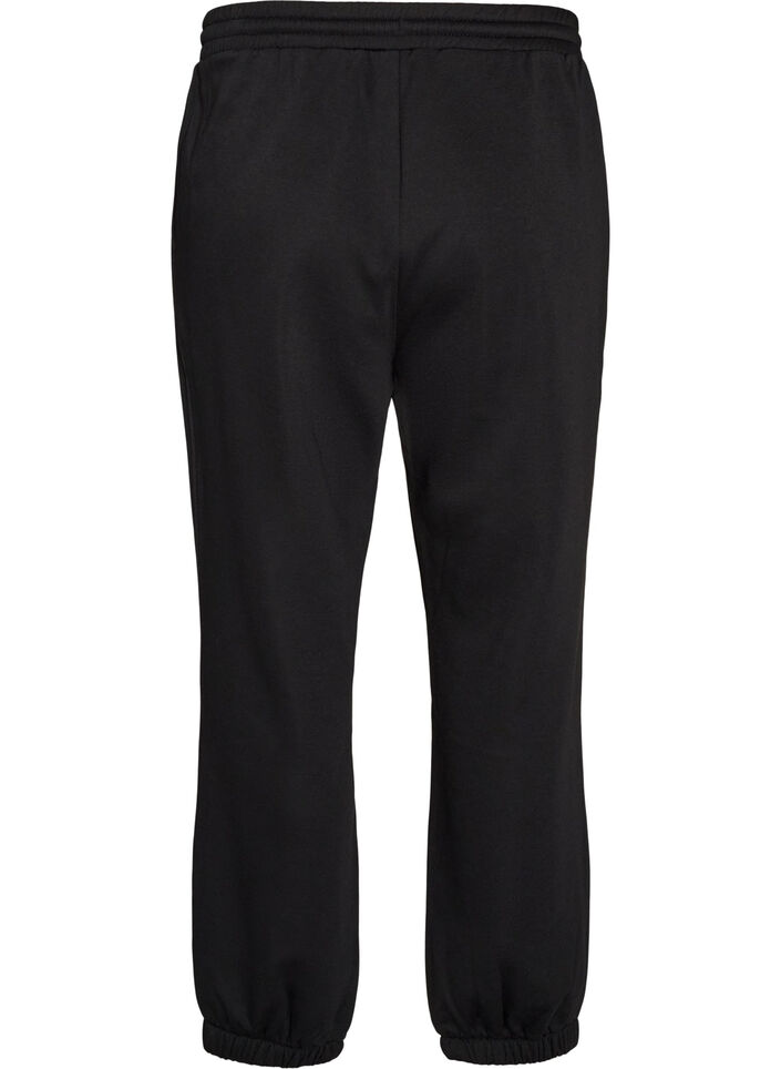 Sweatpants met hoge taille en trekkoord, Zwart, Packshot image number 1