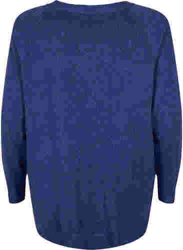 Gemêleerde gebreide blouse met knopen, Navy Blazer Mel., Packshot image number 1