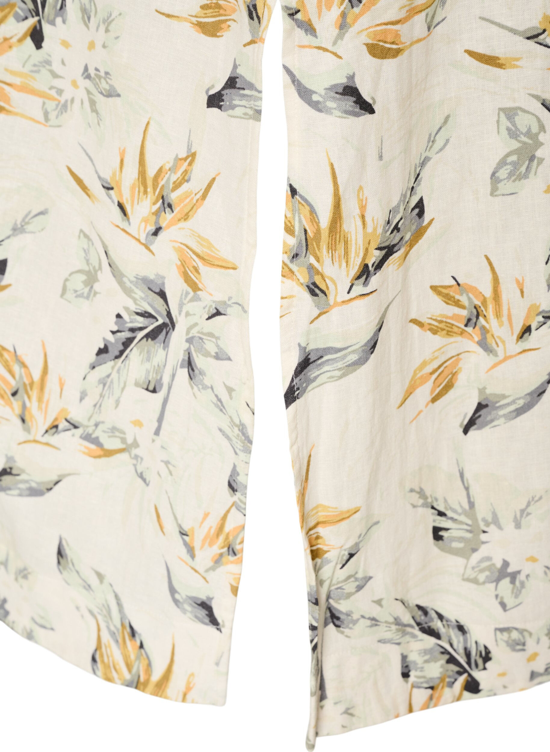 Zizzi Midi-jurk in linnen en viscose met 1/2 mouwen, Wit, Packshot image number 3