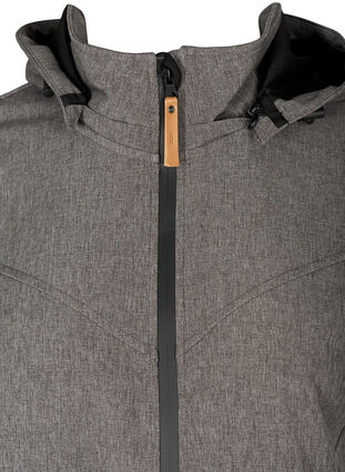 Softshell jas met capuchon en zakken, Medium Grey Melange, Packshot image number 2
