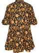 Katoenen bloemenjurk met ruchedetails en een losse A-lijn vorm, Oranje, Packshot image number 0