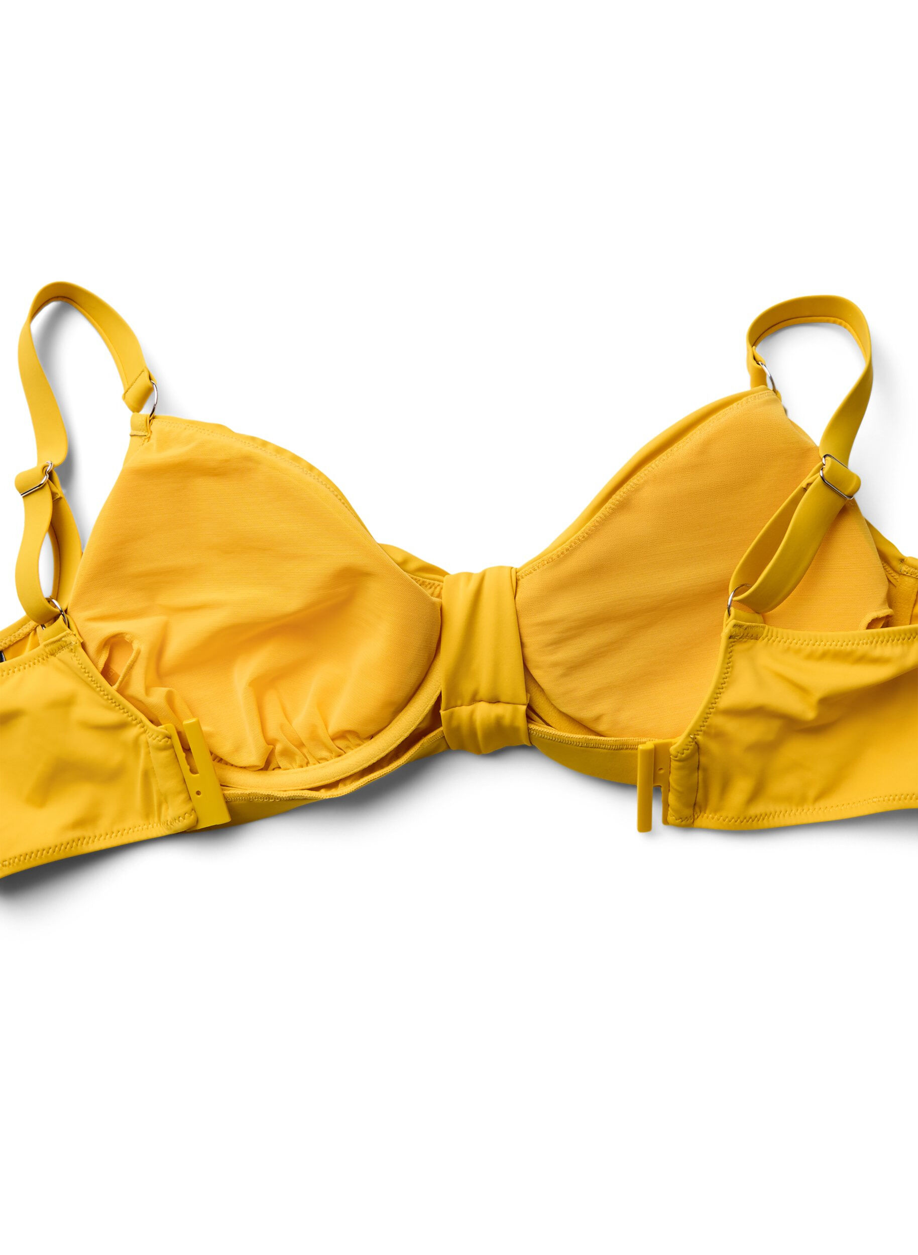 Zizzi Bikinitop met beugel en knoopdetail, Geel, Packshot image number 3