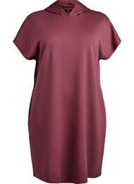 Sweatjurk met korte mouwen in modalmix, Bruin