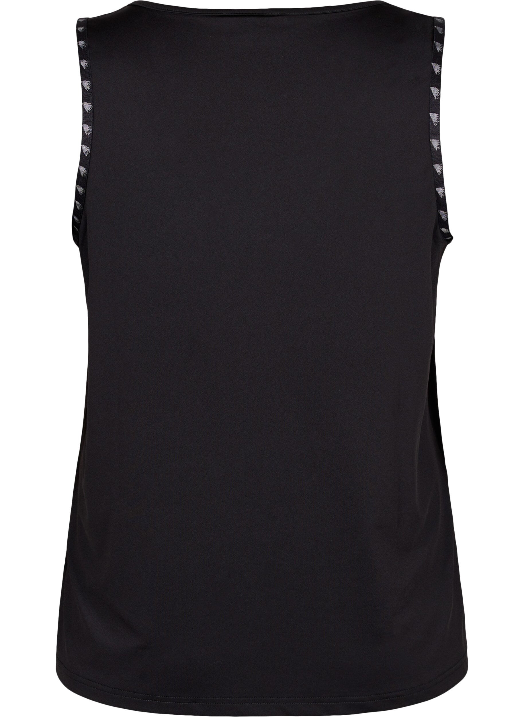 Zizzi Effen kleur sport topje, Black, Packshot image number 1