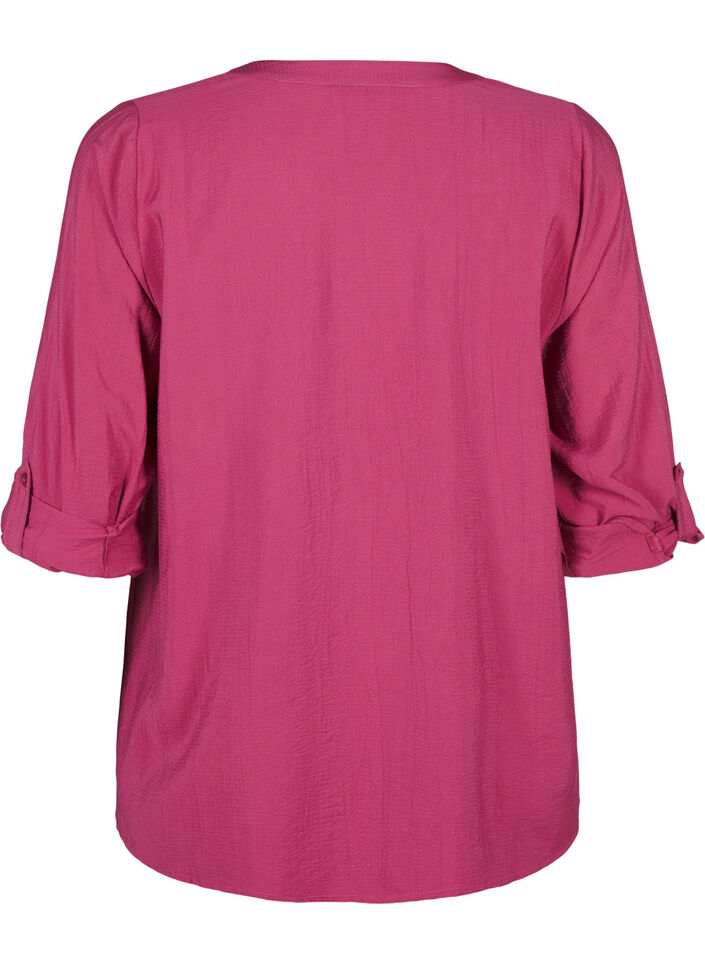 Viscose overhemd blouse met driekwart mouwen., Malaga, Packshot image number 1