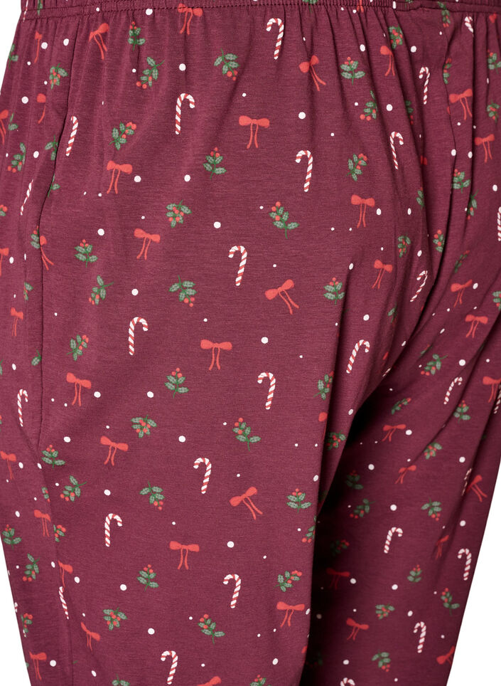 Bedrukte pyjamabroek, Donker Bordeaux, Packshot image number 3