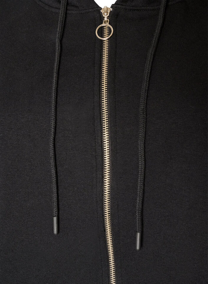 Lang vest met capuchon en ritssluiting, Zwart, Packshot image number 2