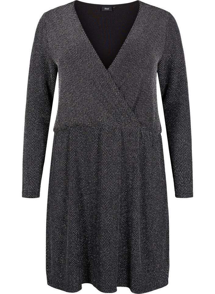 Glitterjurk met zigzagpatroon, Silver ZigZagShimmer, Packshot image number 0