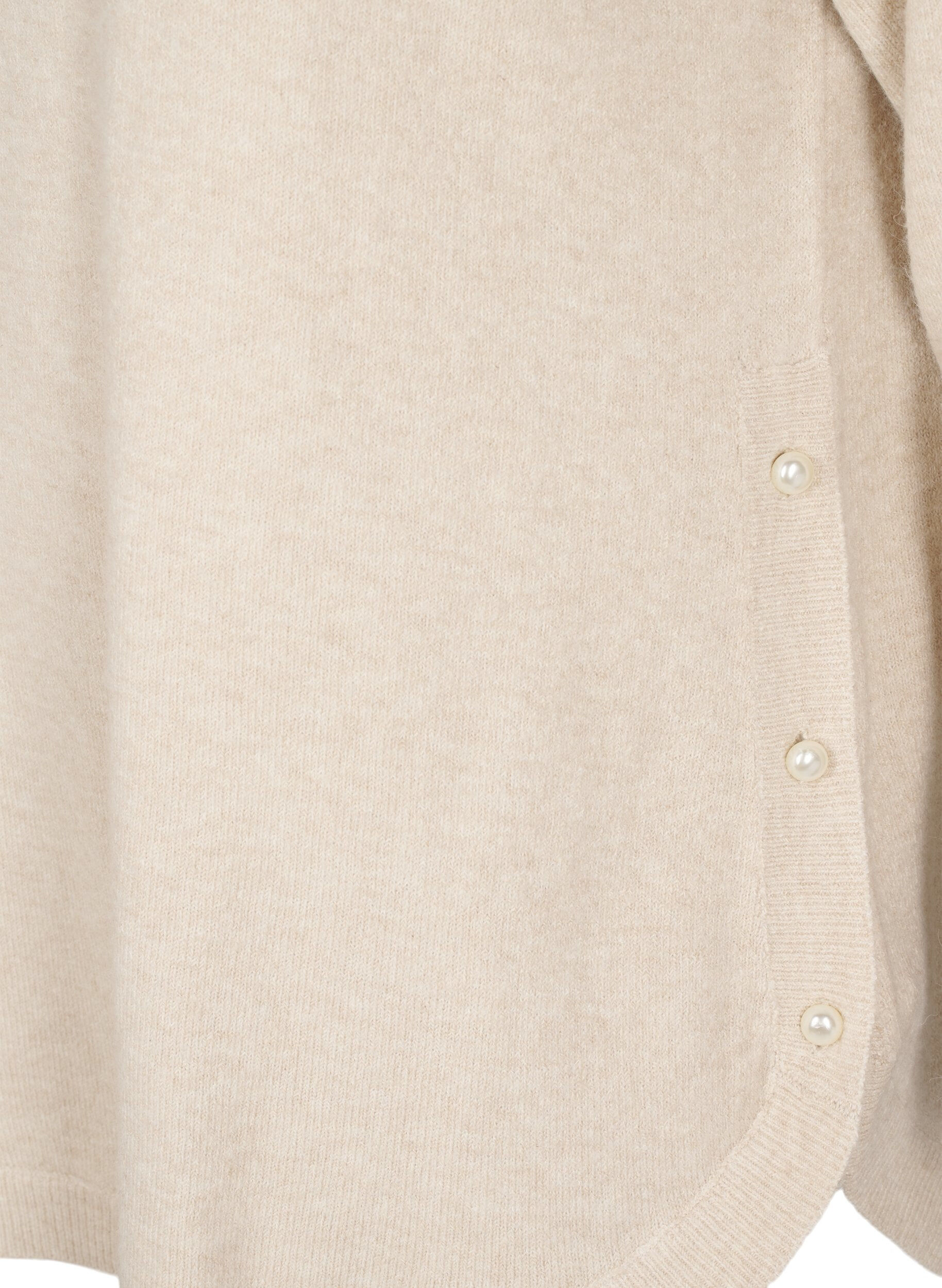 Zizzi Gebreide blouse met kralen, Pumice Stone Mel., Packshot image number 3