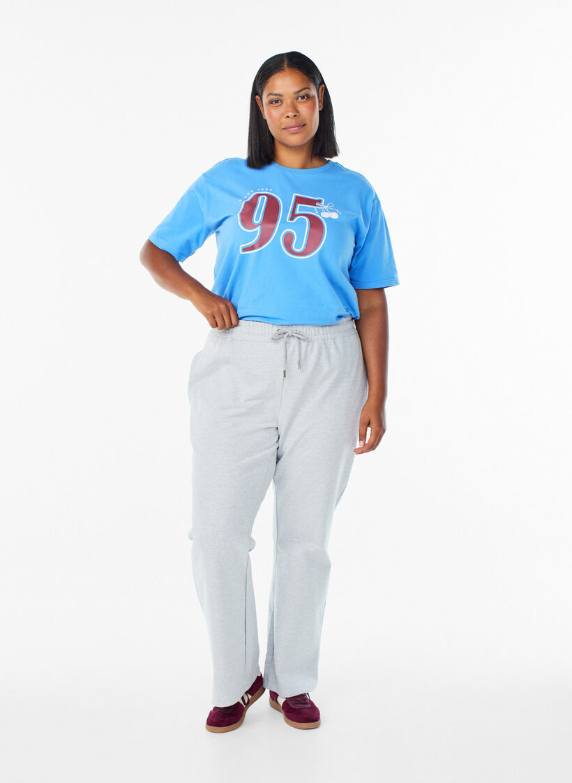 Sportief T-shirt in biologisch katoen, Blauw, Model image number 1