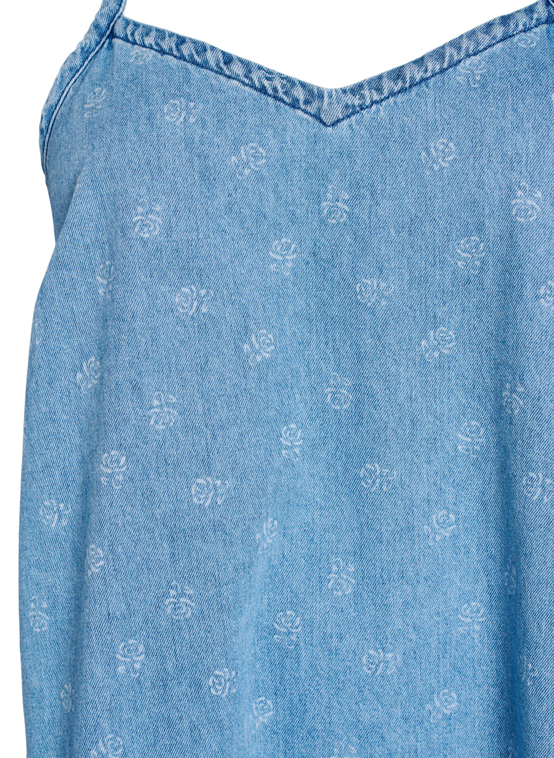 Zizzi Korte denimjurk met verstelbare banden, LBD w. Flower, Packshot image number 2