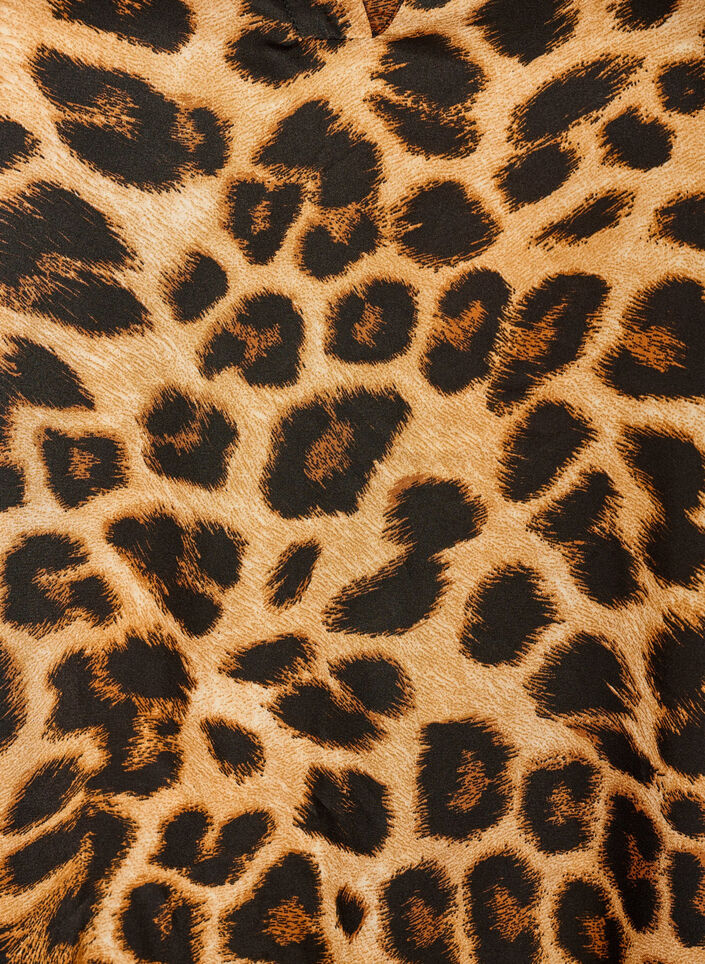 Blouse met luipaardprint en ruches, Bruin, Packshot image number 2