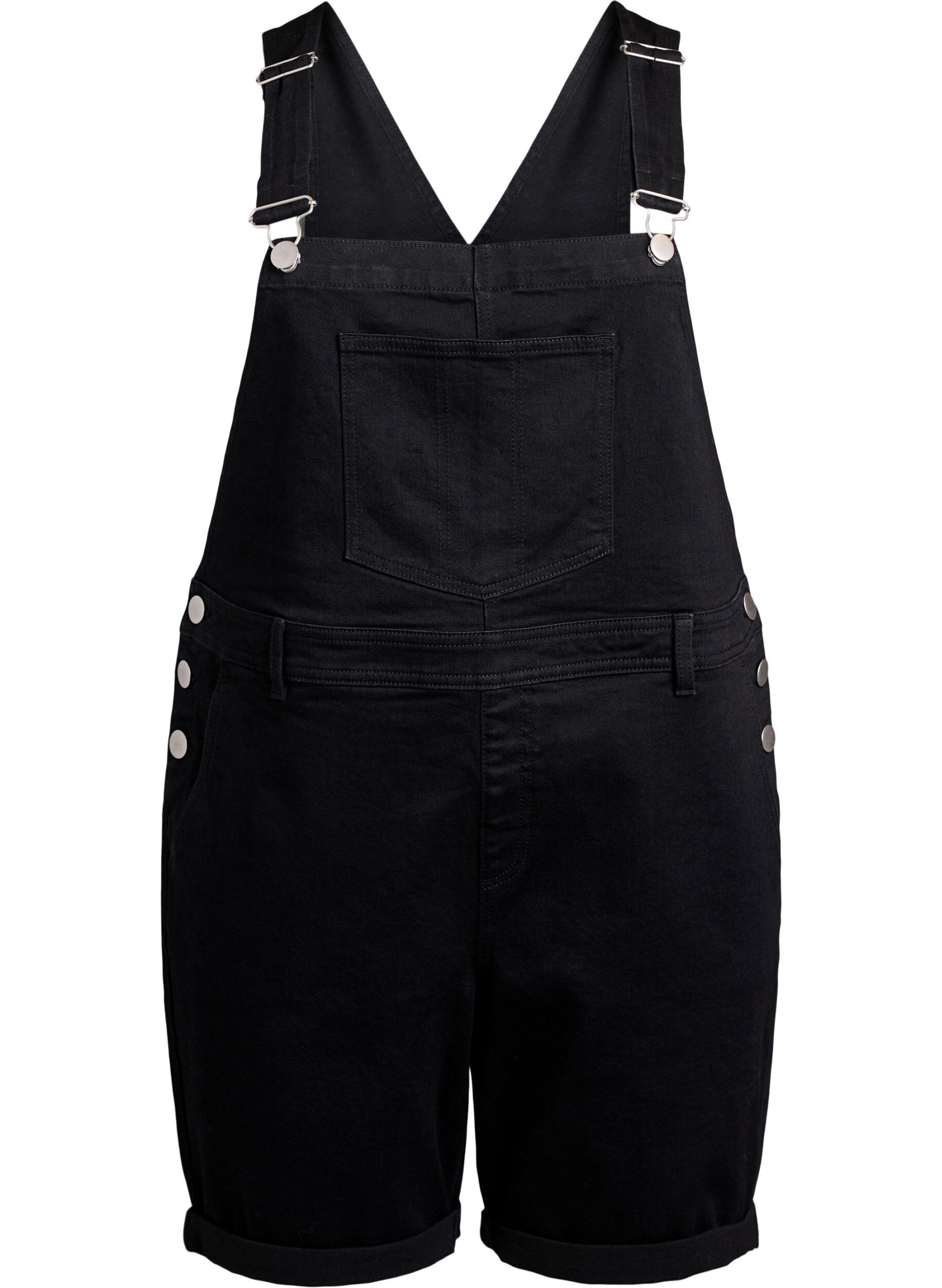 Zizzi Denim overalls korte broek, Zwart, Packshot image number 0