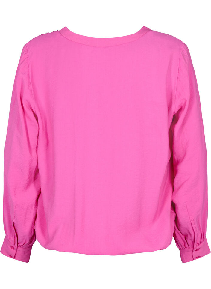 Viscose blouse met v-hals, Raspberry Rose, Packshot image number 1
